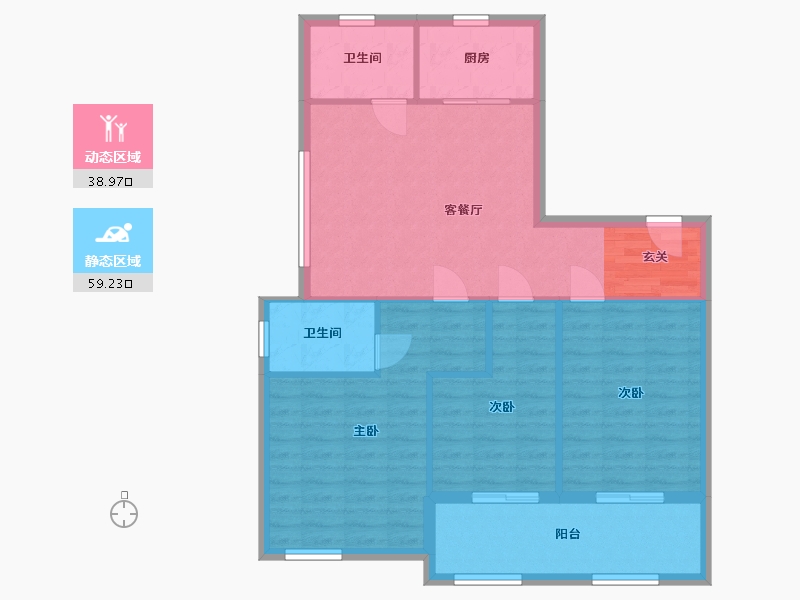 浙江省-宁波市-中北星园-89.34-户型库-动静分区