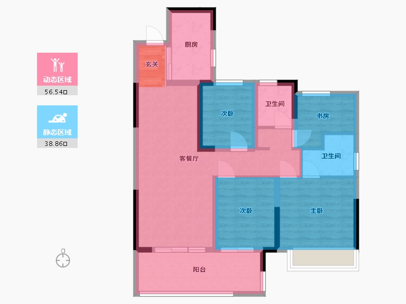 安徽省-合肥市-谊华雍景府-84.22-户型库-动静分区