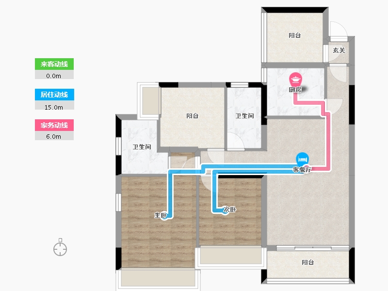 湖南省-株洲市-天杰-86.85-户型库-动静线