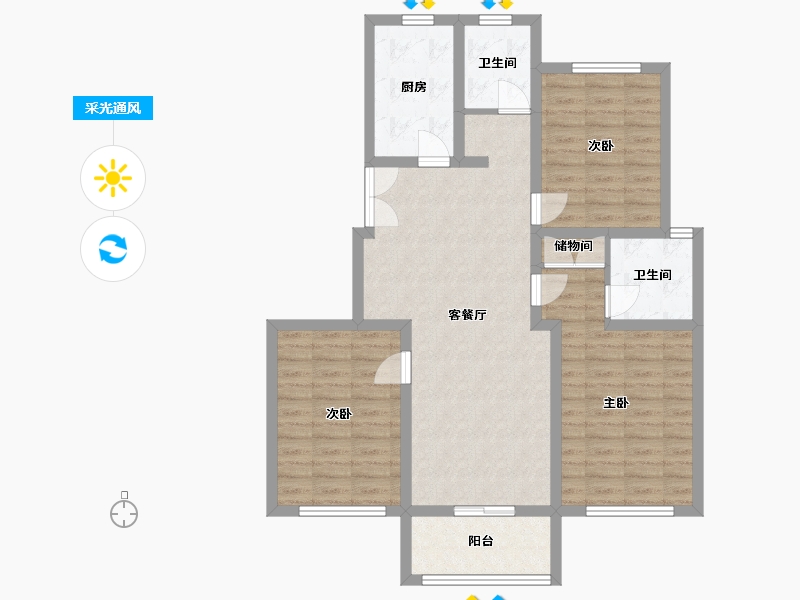 江苏省-常州市-新城东苑-95.98-户型库-采光通风