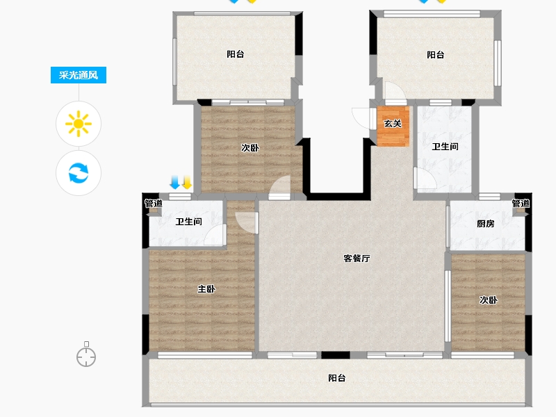 福建省-漳州市-李白的院子-144.38-户型库-采光通风