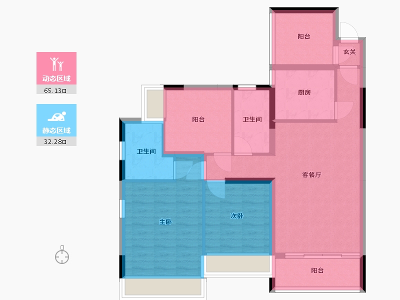 湖南省-株洲市-天杰-86.85-户型库-动静分区