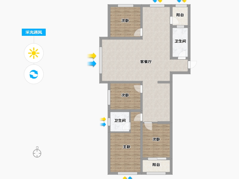 山东省-淄博市-博山春趣园-111.30-户型库-采光通风