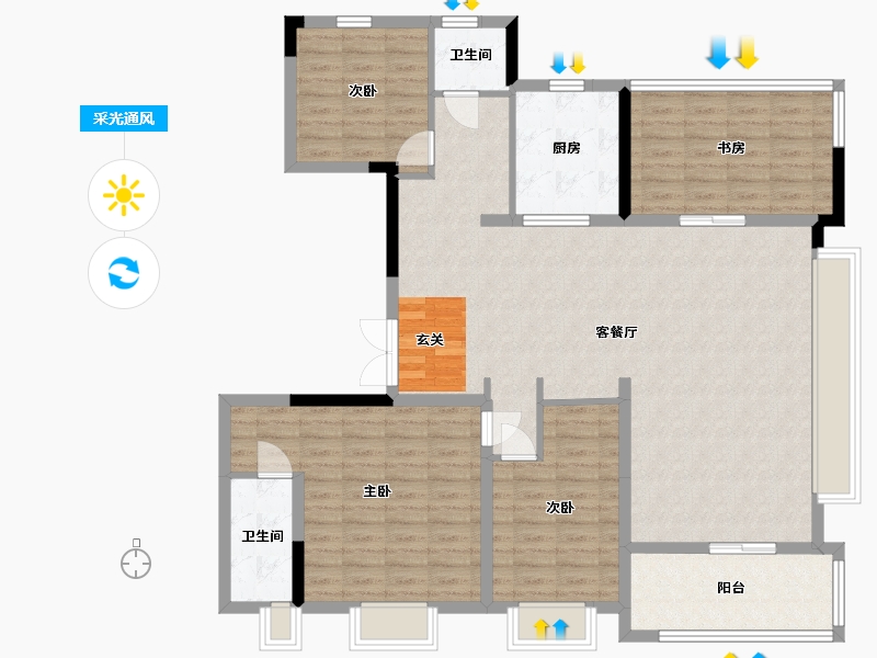 安徽省-合肥市-龙湖・天境-131.85-户型库-采光通风