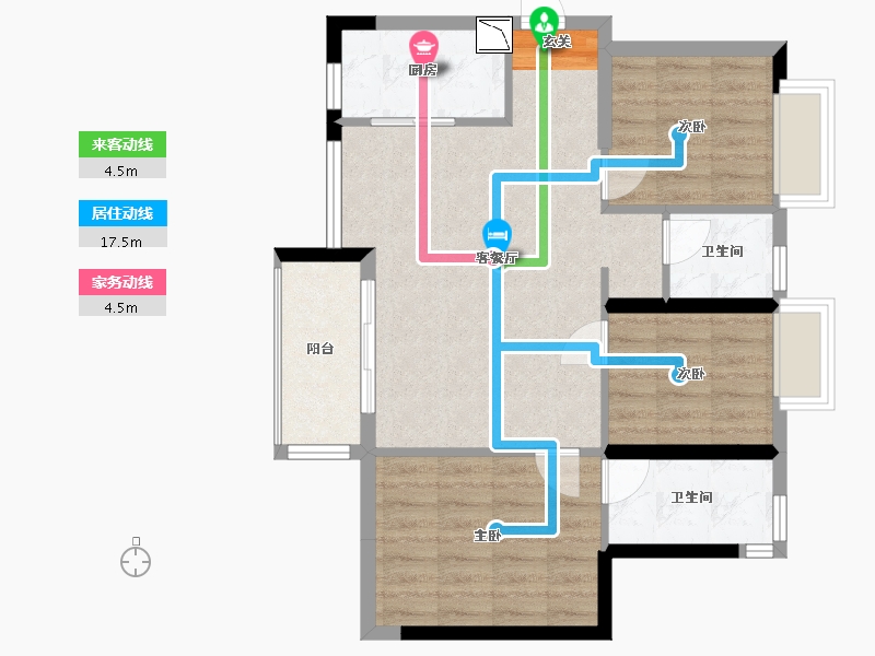 广东省-深圳市-华润置地公园九里花园-72.73-户型库-动静线