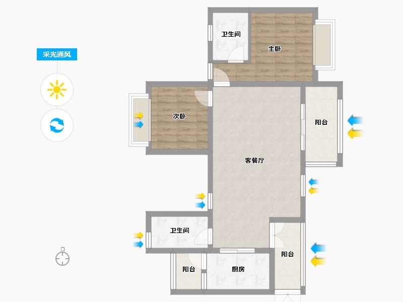 四川省-成都市-喜悦美麓-79.67-户型库-采光通风