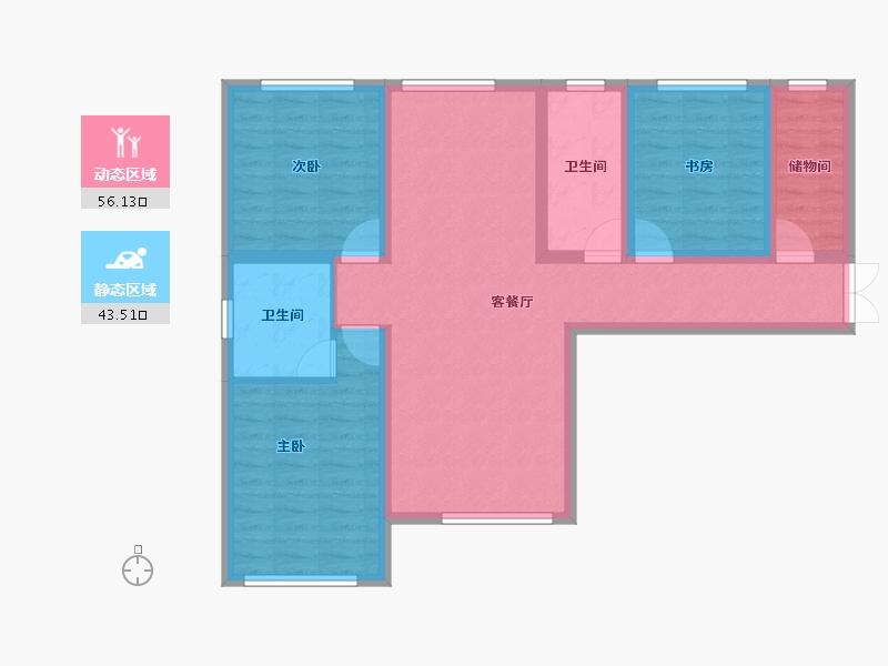 陕西省-宝鸡市-万晟-88.17-户型库-动静分区