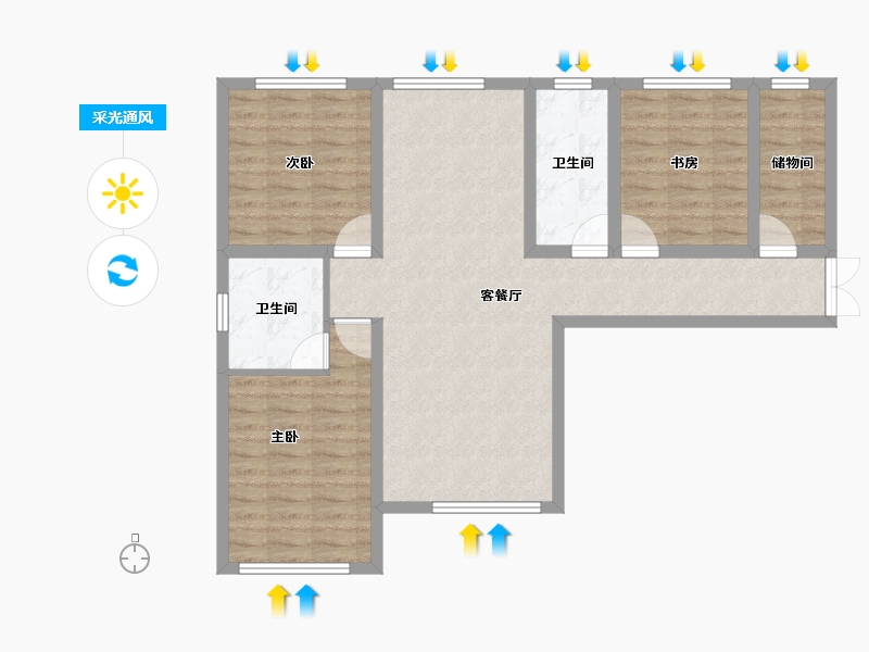 陕西省-宝鸡市-万晟-88.17-户型库-采光通风