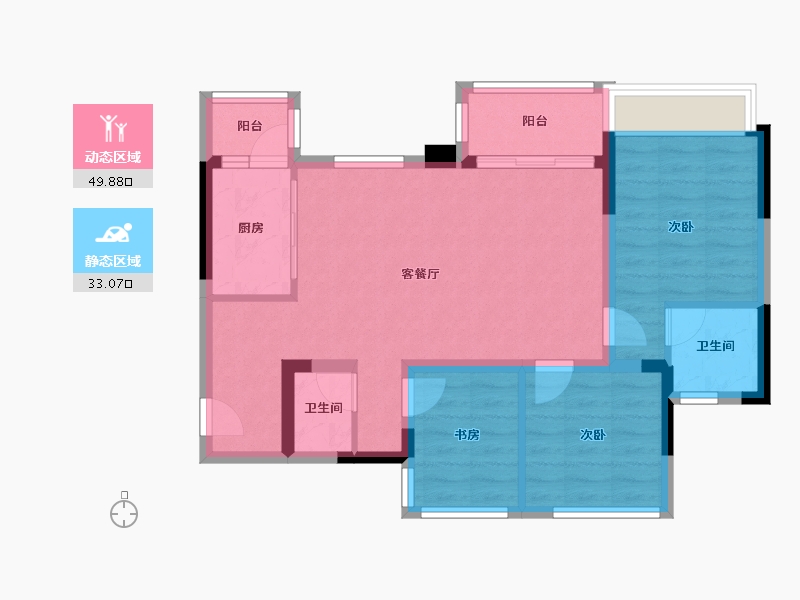 四川省-内江市-金科集美星辰-73.63-户型库-动静分区