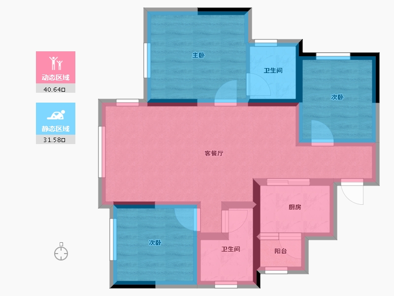 四川省-南充市-阳光天朗-62.80-户型库-动静分区