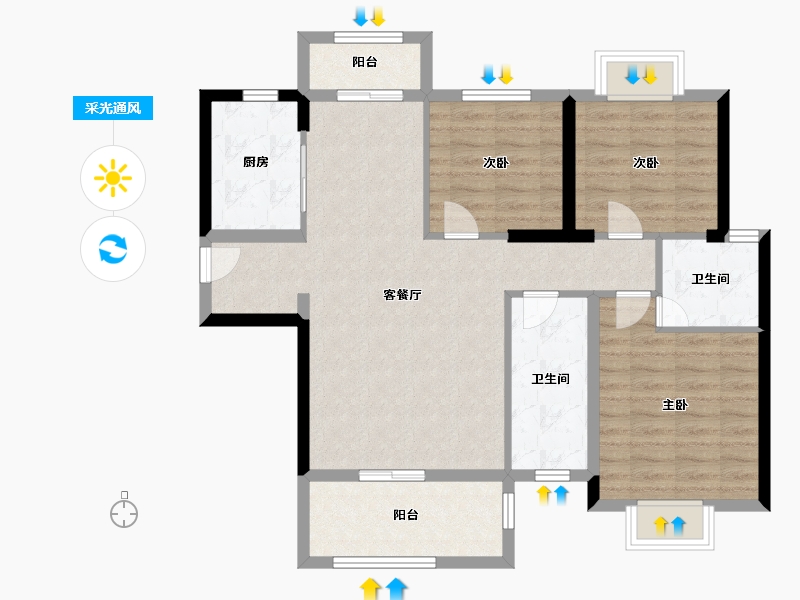 福建省-泉州市-源昌中央公园-92.00-户型库-采光通风