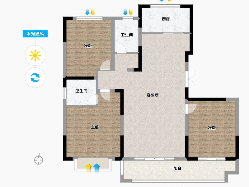 河南省-新乡市-圣唐江山樾-127.51-户型库-采光通风