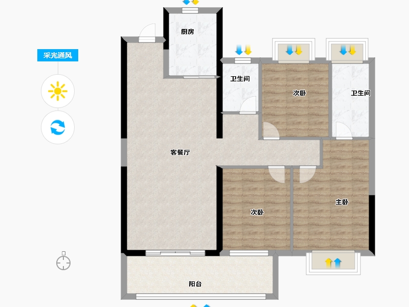 湖北省-天门市-天禧花园-100.00-户型库-采光通风