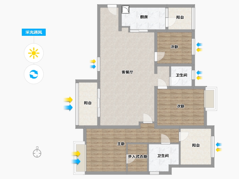 四川省-成都市-水岸华府-116.36-户型库-采光通风