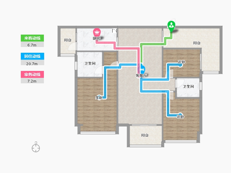 湖南省-长沙市-金色溪泉湾-122.99-户型库-动静线