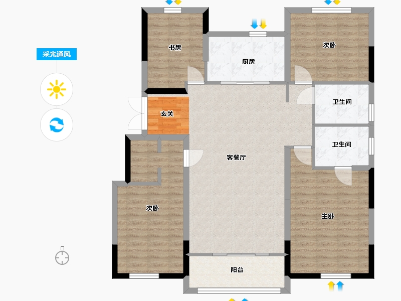 浙江省-宁波市-金隅大成郡一期-117.60-户型库-采光通风