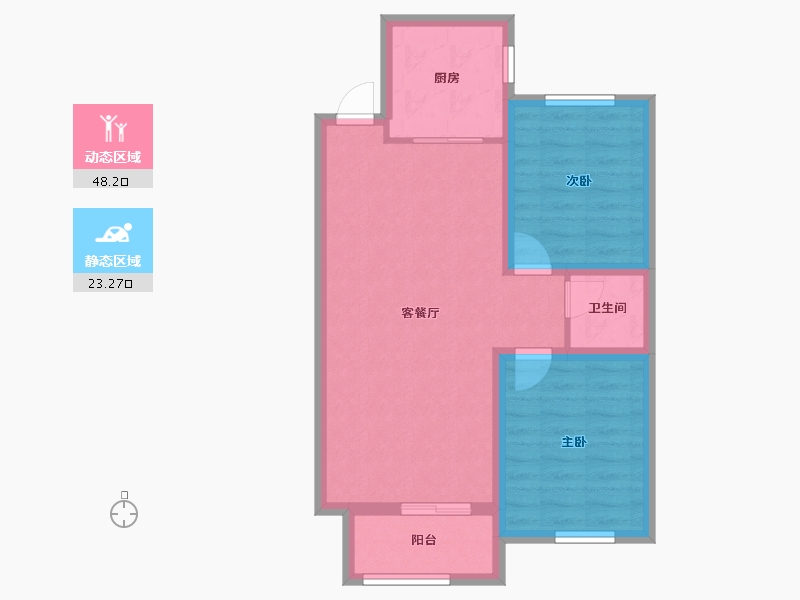 河北省-石家庄市-辛集市孔雀华府小区-63.81-户型库-动静分区