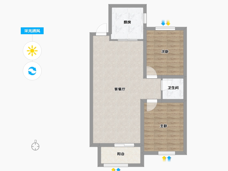 河北省-石家庄市-辛集市孔雀华府小区-63.81-户型库-采光通风