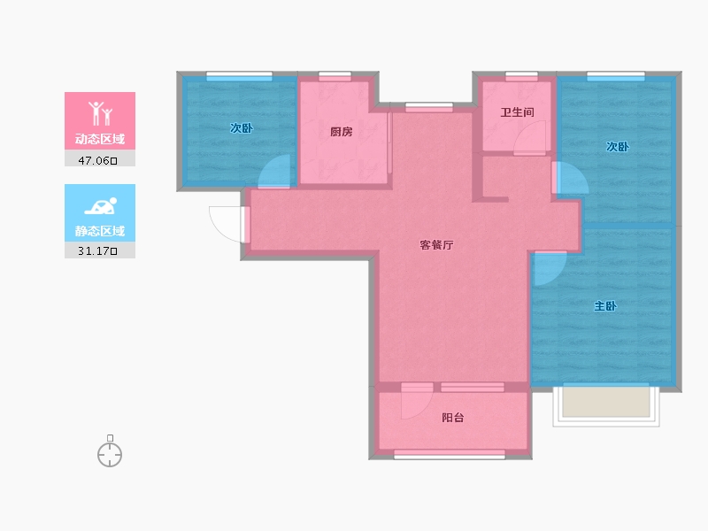 山东省-青岛市-佳兆业水岸新都-69.87-户型库-动静分区