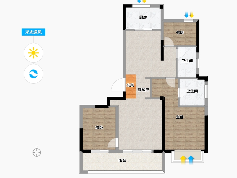 浙江省-宁波市-金地华章-92.09-户型库-采光通风