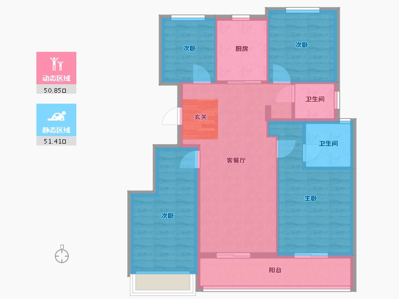 浙江省-宁波市-绿城招商・明月江南-91.76-户型库-动静分区