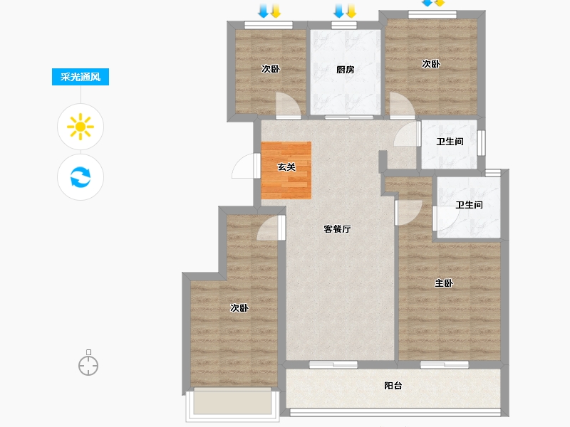 浙江省-宁波市-绿城招商・明月江南-91.76-户型库-采光通风