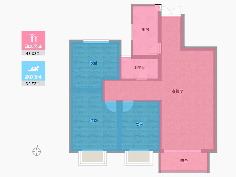 陕西省-宝鸡市-豪城天下-70.01-户型库-动静分区