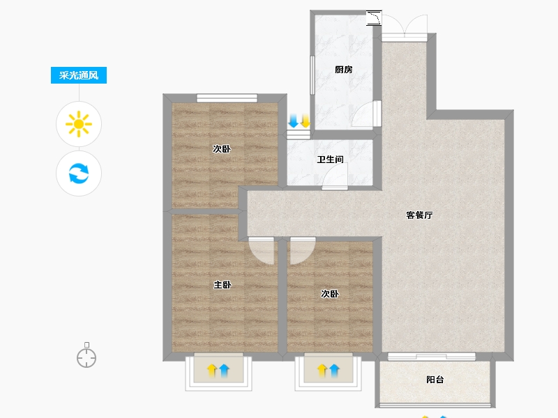 陕西省-宝鸡市-豪城天下-70.01-户型库-采光通风