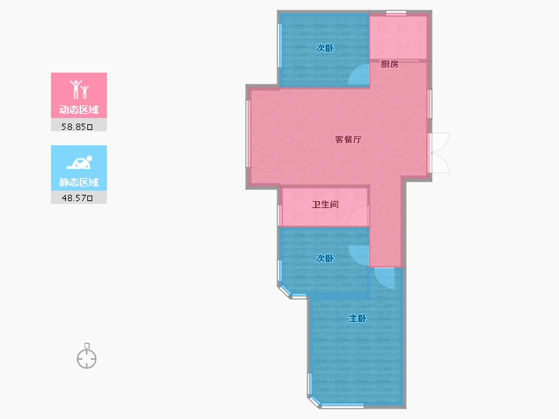 辽宁省-大连市-摩登公园-99.00-户型库-动静分区