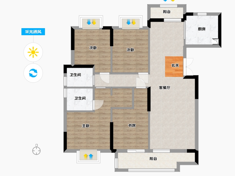 湖北省-武汉市-融侨方圆-104.34-户型库-采光通风