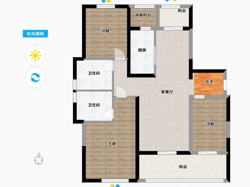 湖北省-武汉市-绿城武汉黄浦湾-110.00-户型库-采光通风