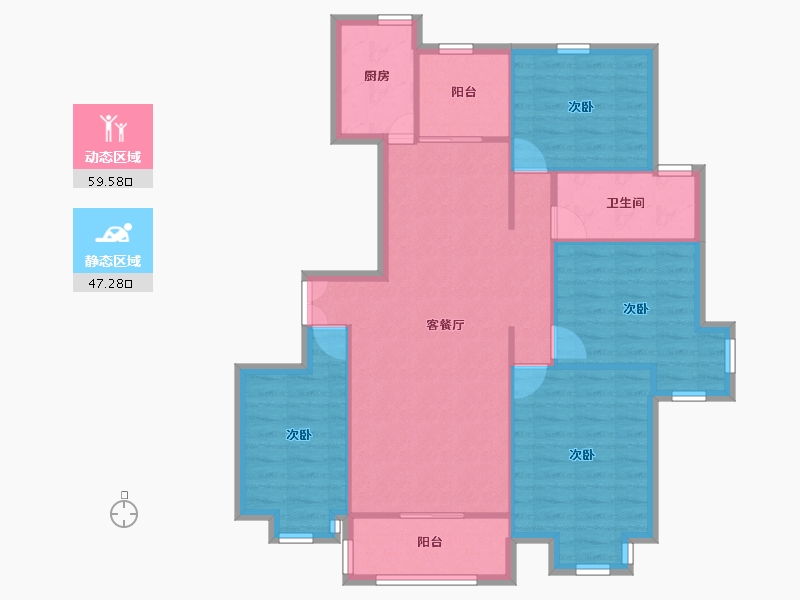 安徽省-合肥市-龙居山庄天龙居-97.07-户型库-动静分区