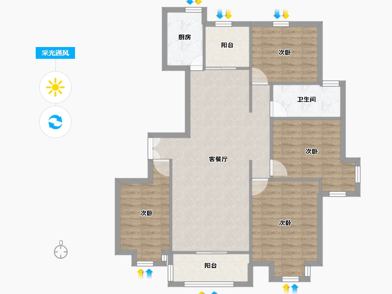 安徽省-合肥市-龙居山庄天龙居-97.07-户型库-采光通风