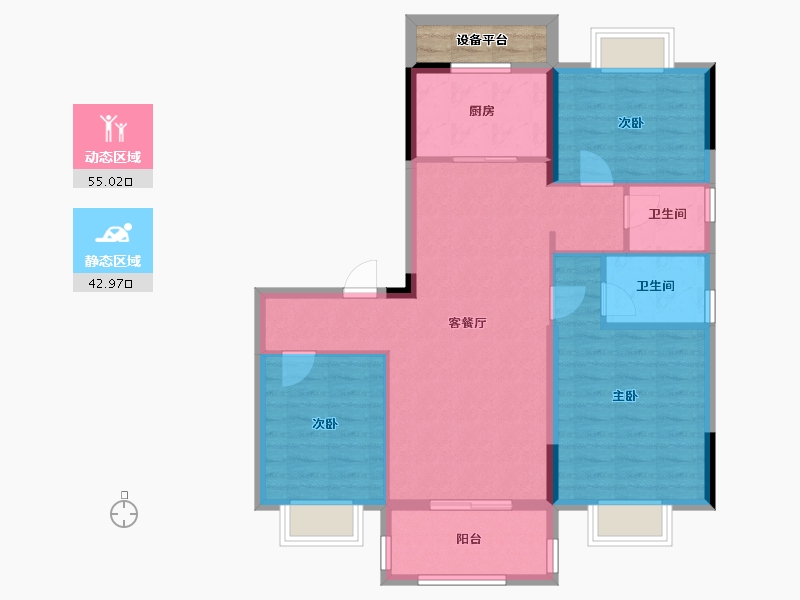 河南省-信阳市-碧桂园黄金时代-91.29-户型库-动静分区