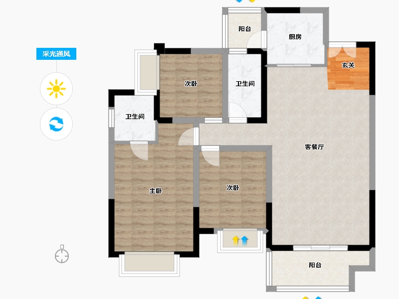 四川省-成都市-梵悦里-97.36-户型库-采光通风