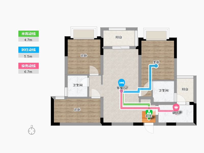 四川省-成都市-龙湖金地商置�Z宸世家-72.66-户型库-动静线