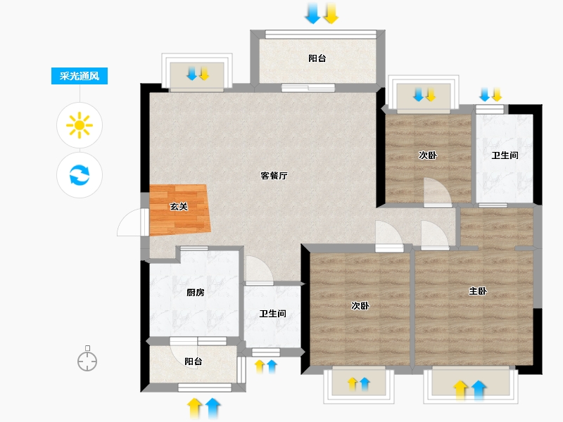 四川省-成都市-翰林学府-80.46-户型库-采光通风