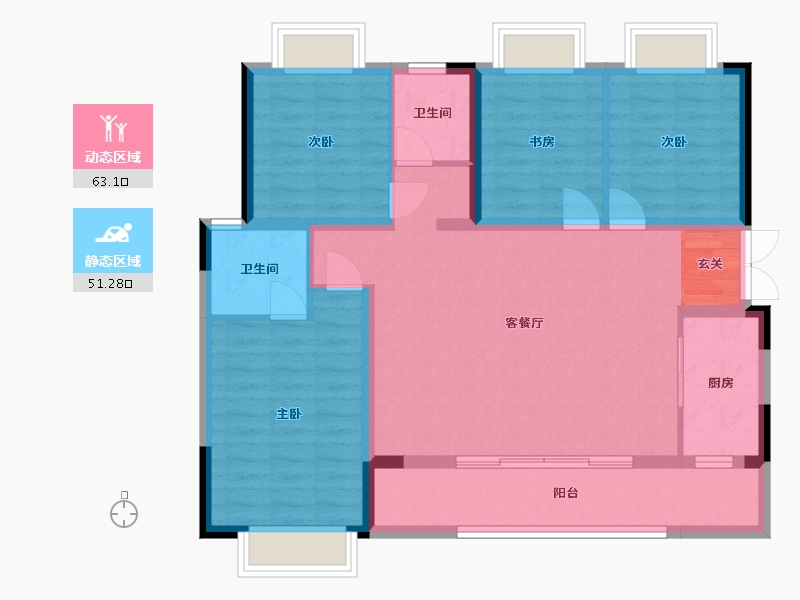 四川省-成都市-翰林学府-102.90-户型库-动静分区