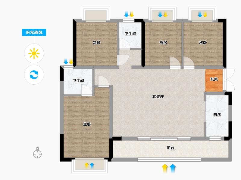 四川省-成都市-翰林学府-102.90-户型库-采光通风