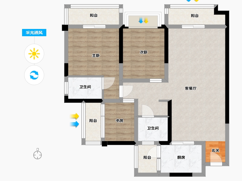 四川省-成都市-逸山公馆-87.26-户型库-采光通风