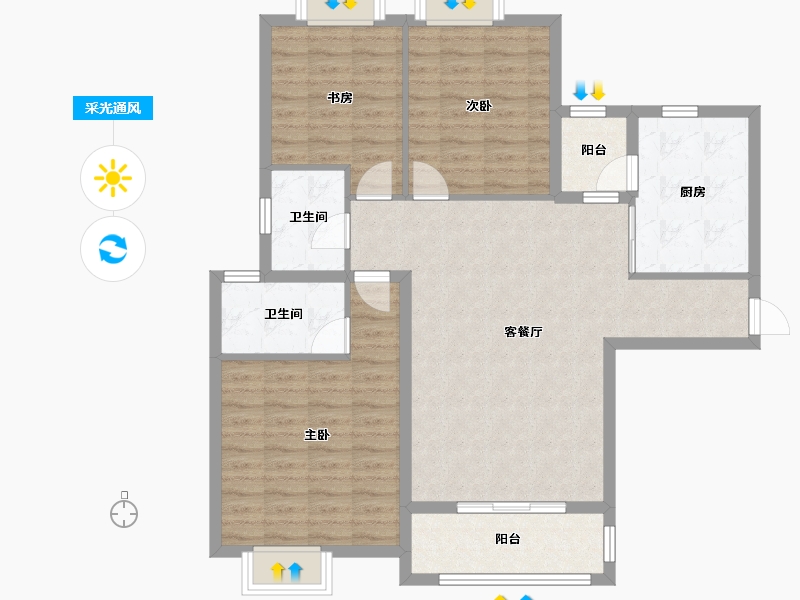 安徽省-宿州市-恒馨印象-101.71-户型库-采光通风