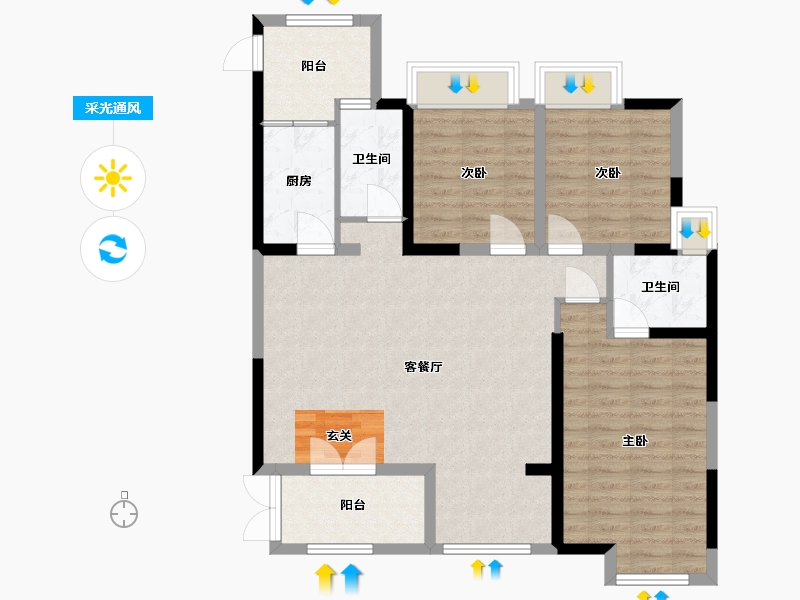 四川省-成都市-金沙宸宇公馆-96.03-户型库-采光通风