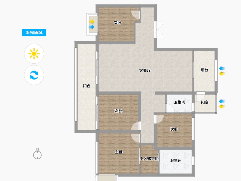 山东省-潍坊市-巨能翡翠苑-129.61-户型库-采光通风