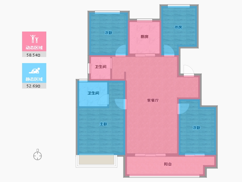 陕西省-西安市-西安孔雀城-99.00-户型库-动静分区