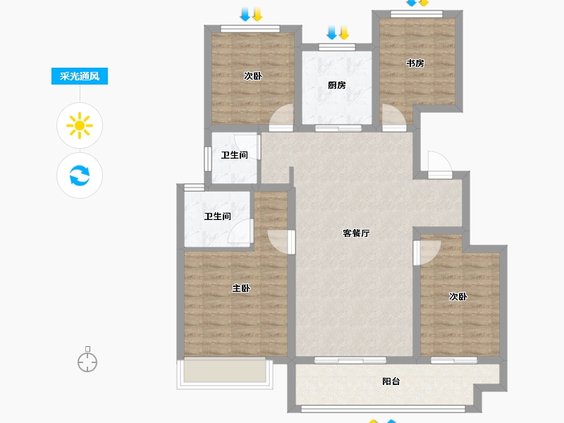 陕西省-西安市-西安孔雀城-99.00-户型库-采光通风