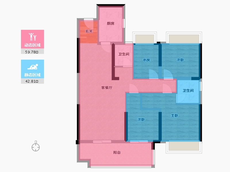 湖南省-长沙市-金侨风华府-91.18-户型库-动静分区