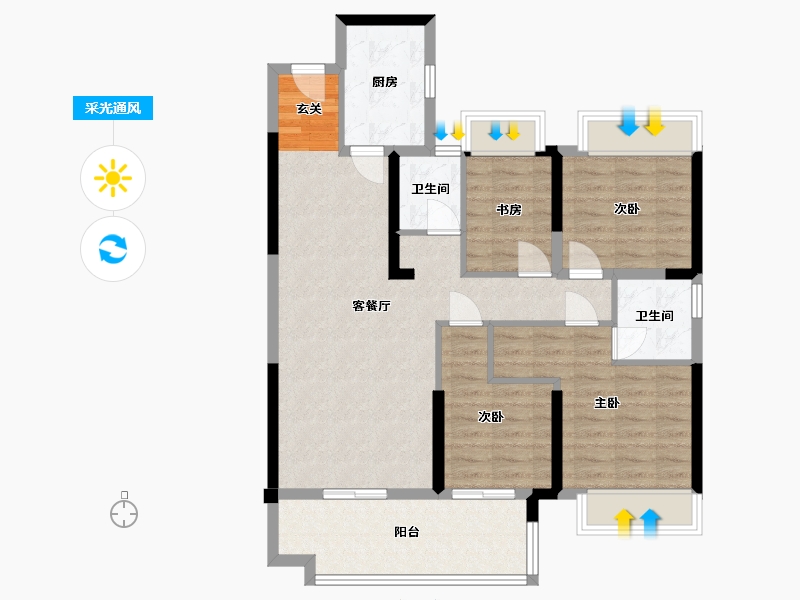 湖南省-长沙市-金侨风华府-91.18-户型库-采光通风