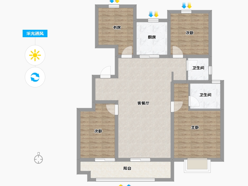 陕西省-西安市-西安孔雀城-99.00-户型库-采光通风