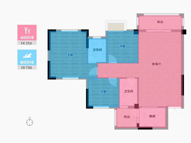 湖北省-宜昌市-悦湖华庭-85.93-户型库-动静分区