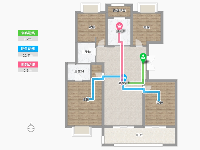 江苏省-扬州市-乾苑-105.00-户型库-动静线